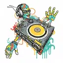 FUN FRIENDS DJ turntable tattoo design idea