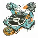 FUN FRIENDS DJ turntable tattoo design idea