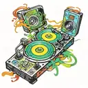 FUN FRIENDS DJ turntable tattoo design idea