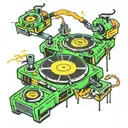 FUN FRIENDS DJ turntable tattoo design idea