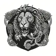 Lion biting extension cord with plugin tattoo design idea