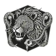 Lion biting extension cord with plugin tattoo design idea