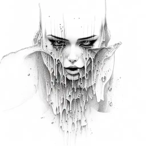 the word lust melting  tattoo design idea