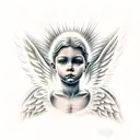 cherubin angel praying tattoo design idea