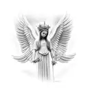 cherubin angel praying tattoo design idea