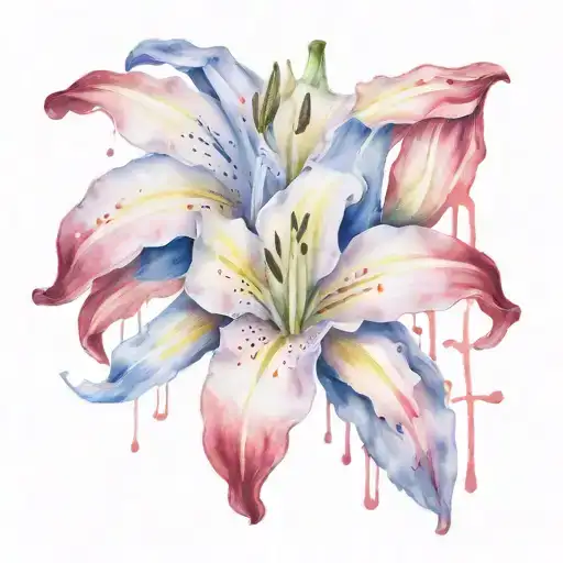 1 lily crying blood dripping tattoo design idea