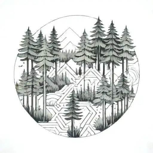 forest scene with hidden tattoo design idea