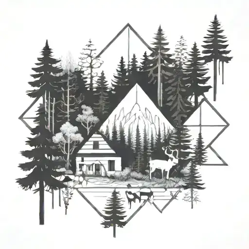 forest scene with hidden tattoo design idea