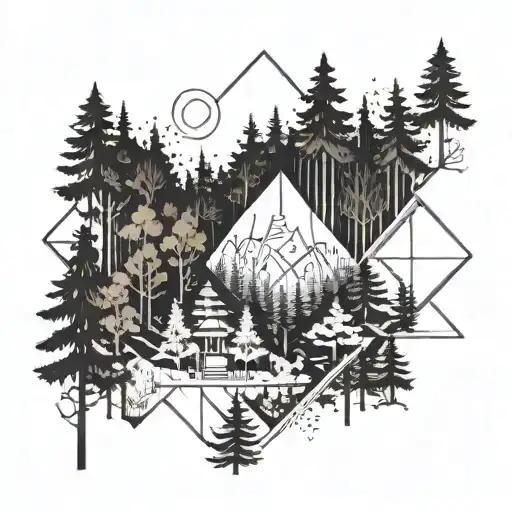 forest scene with hidden tattoo design idea