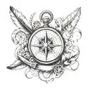 feather, compass, anchor, , pocket watch surrounded tattoo design idea
