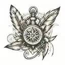 feather, compass, anchor, , pocket watch surrounded tattoo design idea