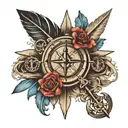 feather anchor compass dad memorial tattoo design idea