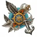 feather anchor compass dad memorial tattoo design idea