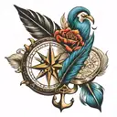 feather anchor compass dad memorial tattoo design idea