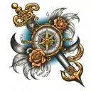 feather anchor compass dad memorial tattoo design idea
