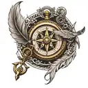 feather, compass, anchor, wings , pocket watch  tattoo design idea