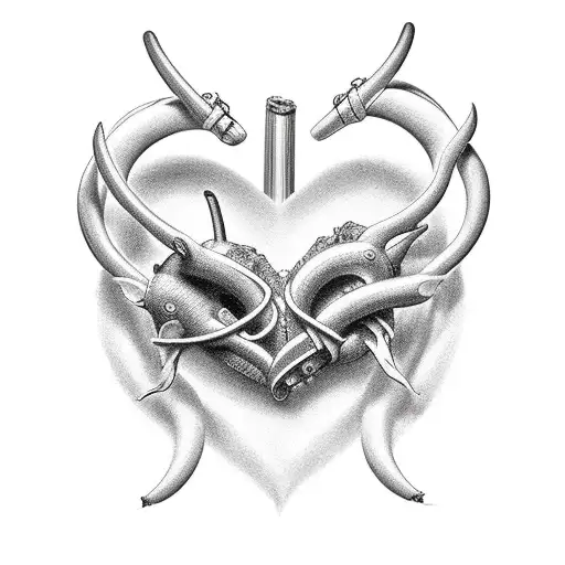 Ibexs figtinh forming heart with horns tattoo design idea