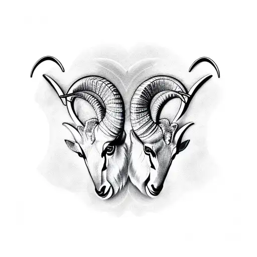 two Ibex locking horns forming heart tattoo design idea