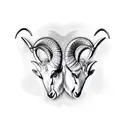 two Ibex locking horns forming heart tattoo design idea