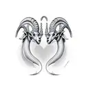 two Ibex locking horns forming heart tattoo design idea