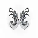 two Ibex locking horns forming heart tattoo design idea