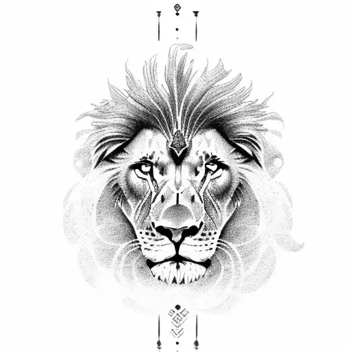 two hands with a lion in the middle tattoo design idea