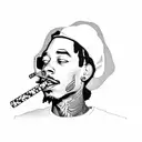 Wiz Khalifa smoking black and grey tattoo design idea