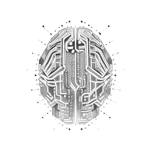 computer chip that resembles the human brain with cpu at the center tattoo design idea