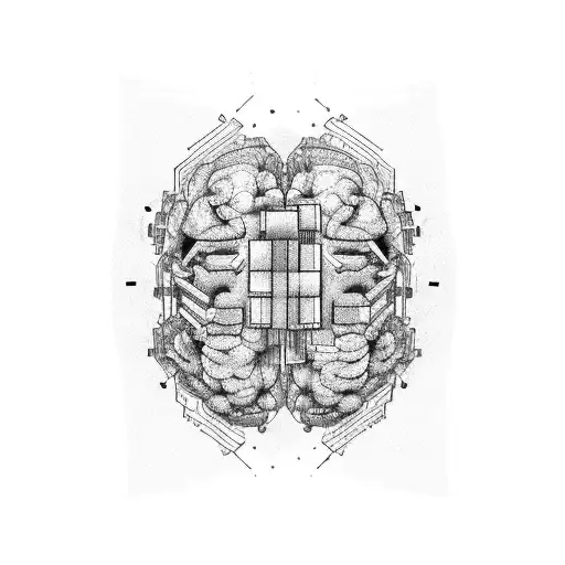 computer chip that resembles the human brain tattoo design idea