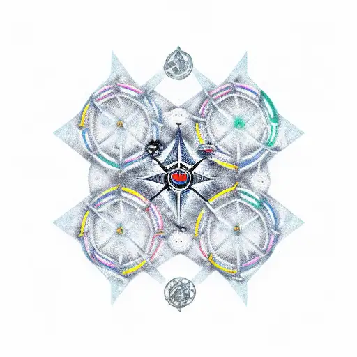 ice hockey sticks with matterhorn, aries constellation, gears, burning man logo, california map, celtic sailors knot tattoo design idea