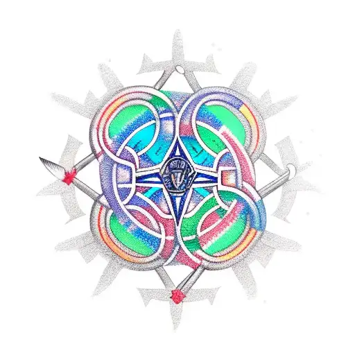 ice hockey sticks with matterhorn, aries constellation, gears, burning man logo, california map, celtic sailors knot tattoo design idea