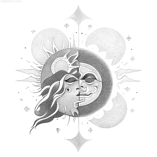 Sun and Moon tattoo design idea