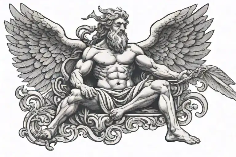 Zeus with wings  tattoo design idea