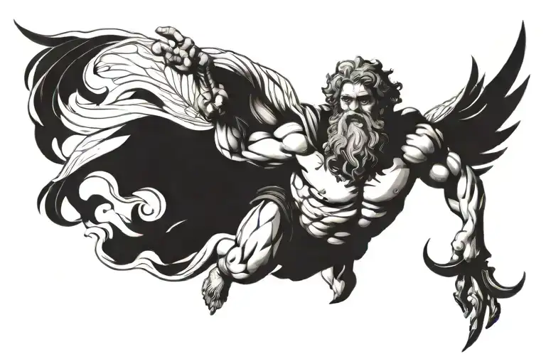 Zeus with wings spread wide tattoo design idea
