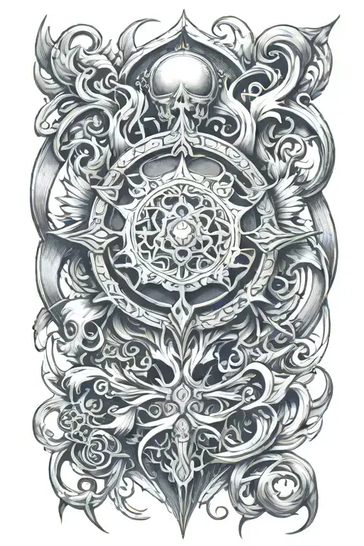 Elden ring sleeve tattoo black and white  tattoo design idea