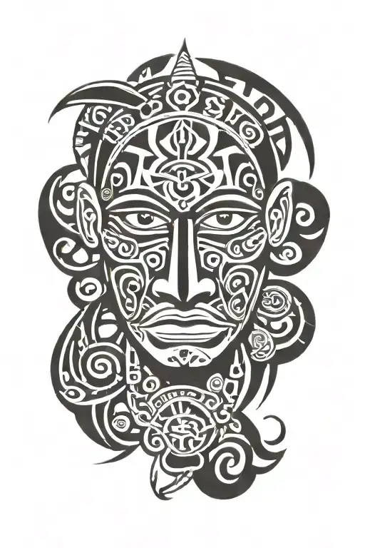 maya face with fc altstädten sign intertwined tattoo design idea