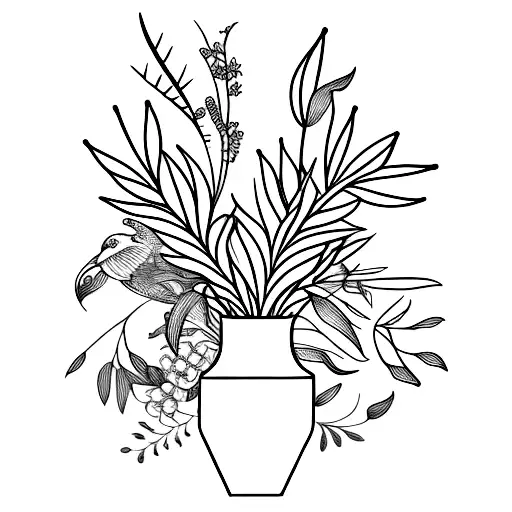 vase. with olive branches in the vase tattoo design idea