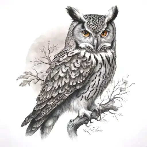 wolf eagle owl tattoo design idea