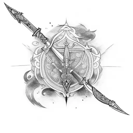 Design a tattoo with crossed swords and anime characters tattoo design idea
