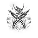 Design a tattoo with crossed swords and anime characters tattoo design idea