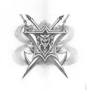 Design a tattoo with crossed swords and anime characters tattoo design idea