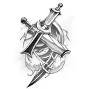 Design a tattoo with crossed swords and anime characters tattoo design idea