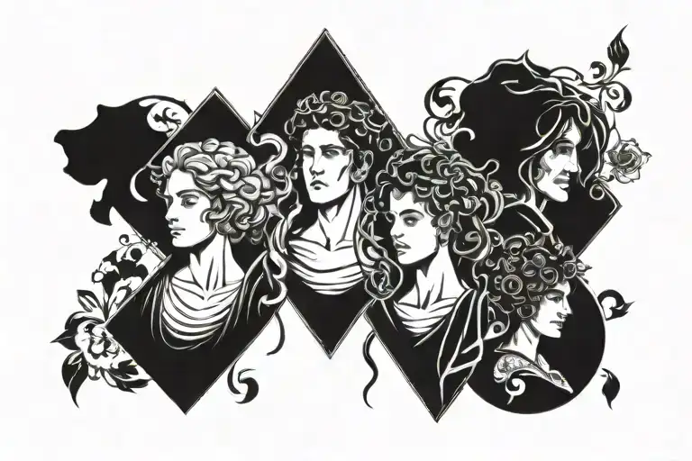 4 stoic virtues wisdom, courage, temperance, and justice. tattoo design idea