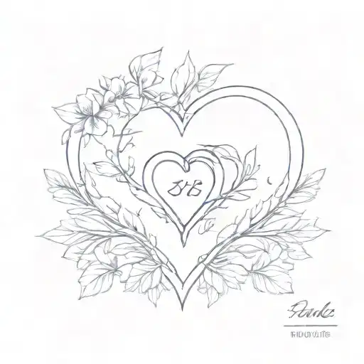 A minimalist design of intertwined hearts with our wedding date June 15, 2024 subtly integrated tattoo design idea