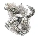 zeus throwing a lightning bolt in smoke tattoo design idea