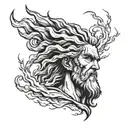 zeus throwing a lightning bolt in smoke tattoo design idea