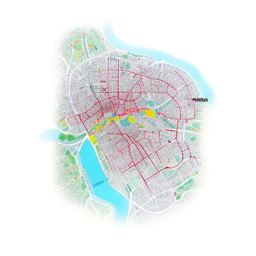 A map of Istanbul with a heart-shaped bike path running through it tattoo design idea