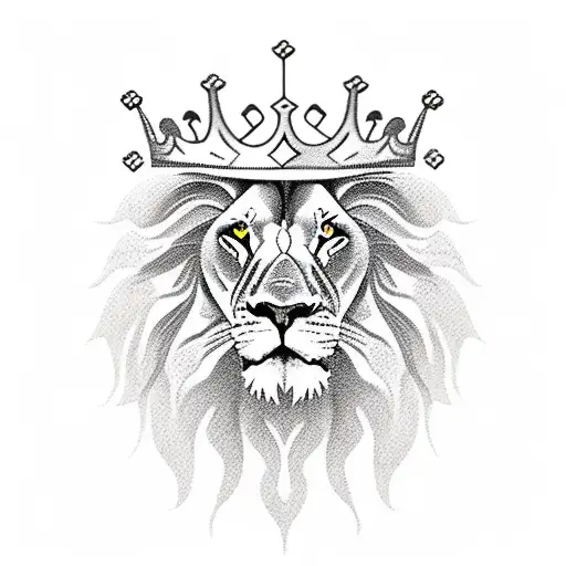 lion with a crown made from 7 crosses tattoo design idea