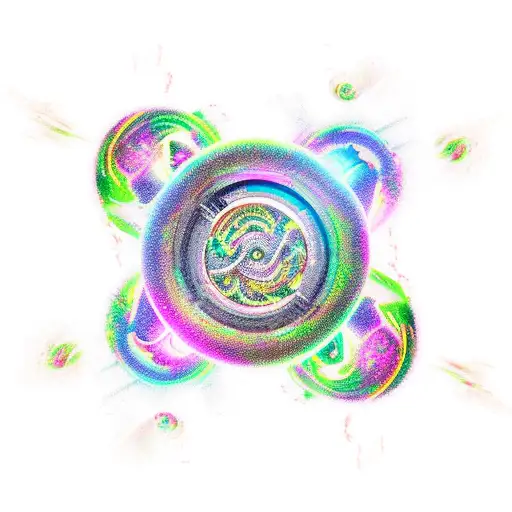 An energetic quad skater surrounded by swirling movie reels tattoo design idea