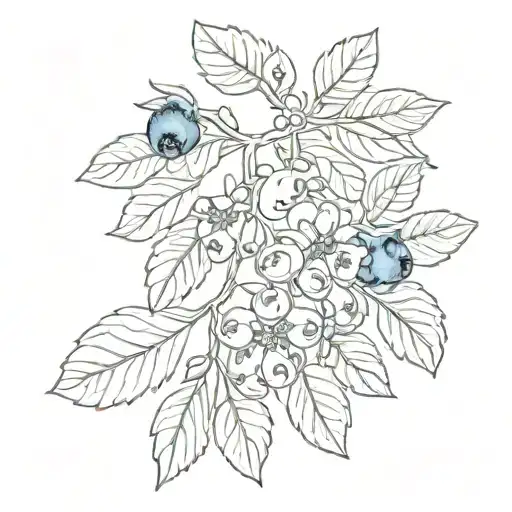 blueberry sprig thin line small tattoo design idea